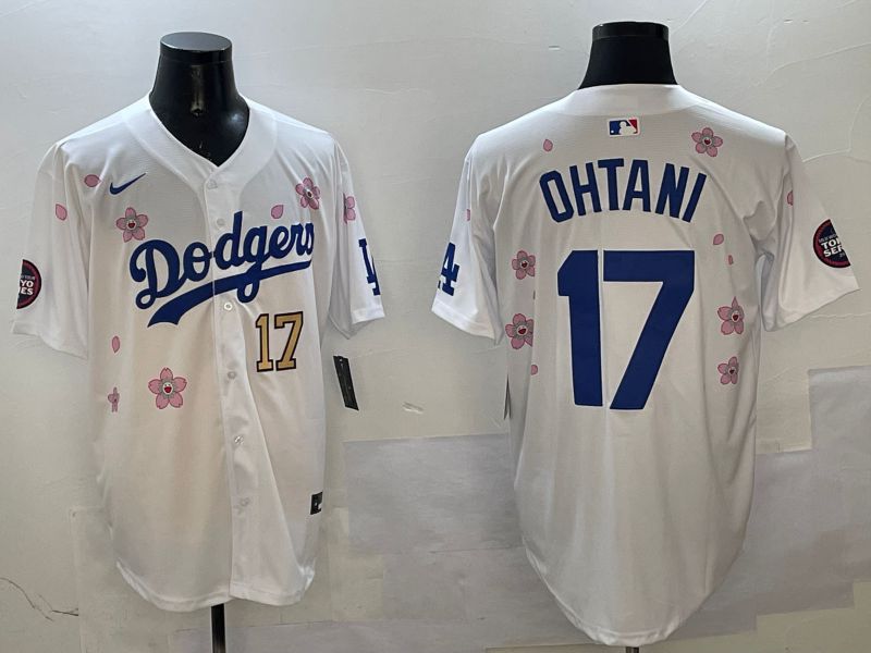 Men Los Angeles Dodgers 17 Ohtani White Sakura Edition 2025 Nike MLB Jersey style 8